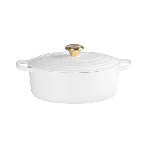 Katls LE CREUSET Cast iron pot oval 27cm / 4.1L mat white - DomoTehnika