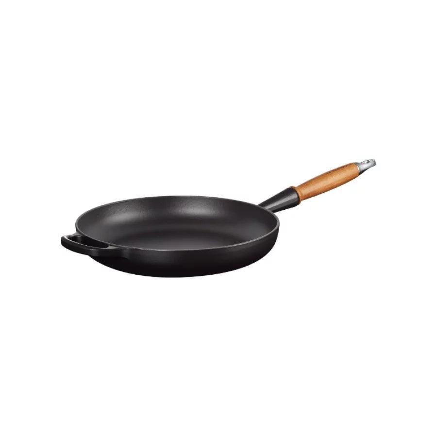 Panna LE CREUSET Cast iron pan with wooden handle Ø28cm mat black - DomoTehnika