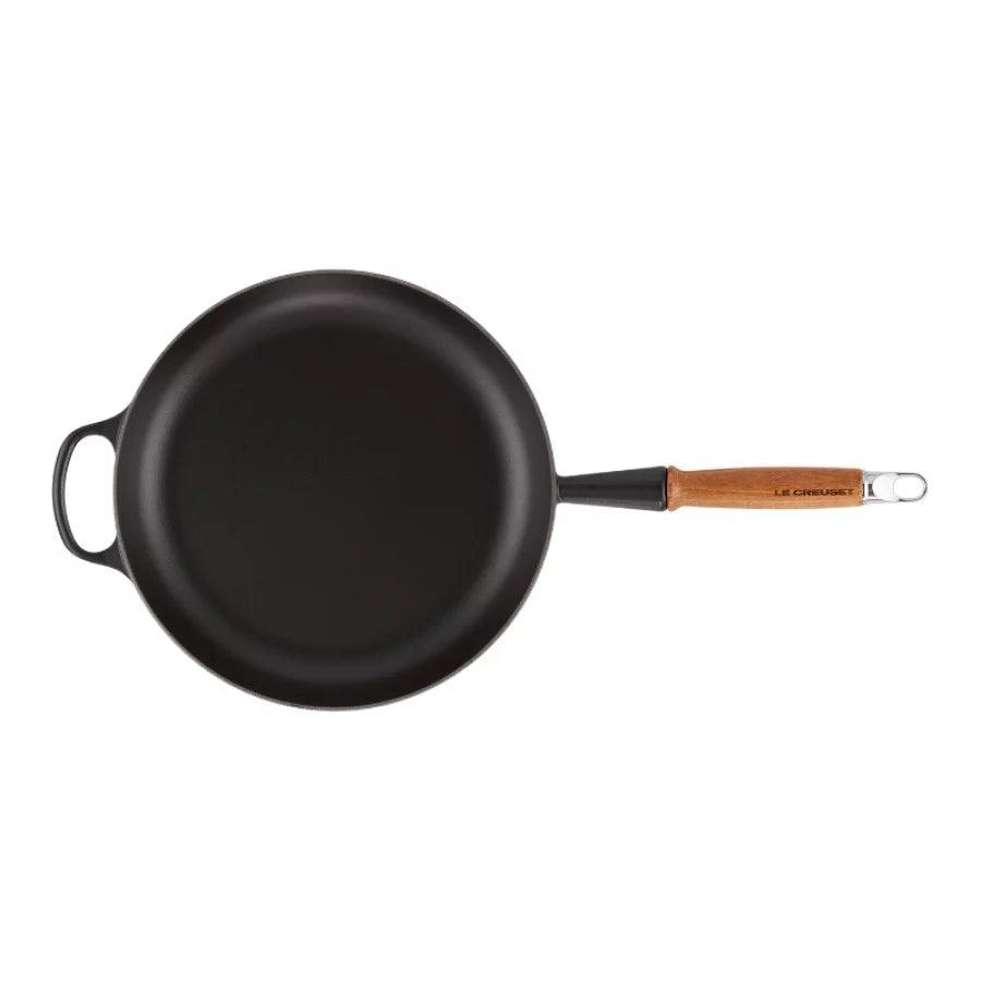 Panna LE CREUSET Cast iron pan with wooden handle Ø28cm mat black - DomoTehnika