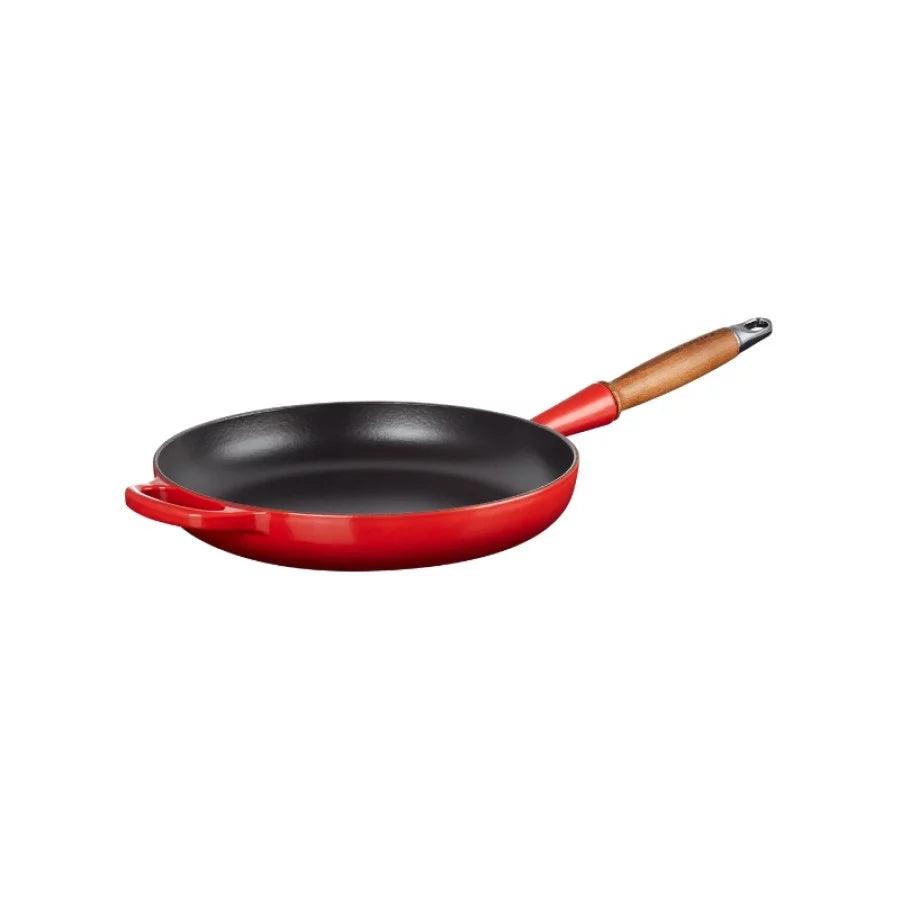 Panna LE CREUSET Cast iron pan with wooden handle Ø28cm red - DomoTehnika