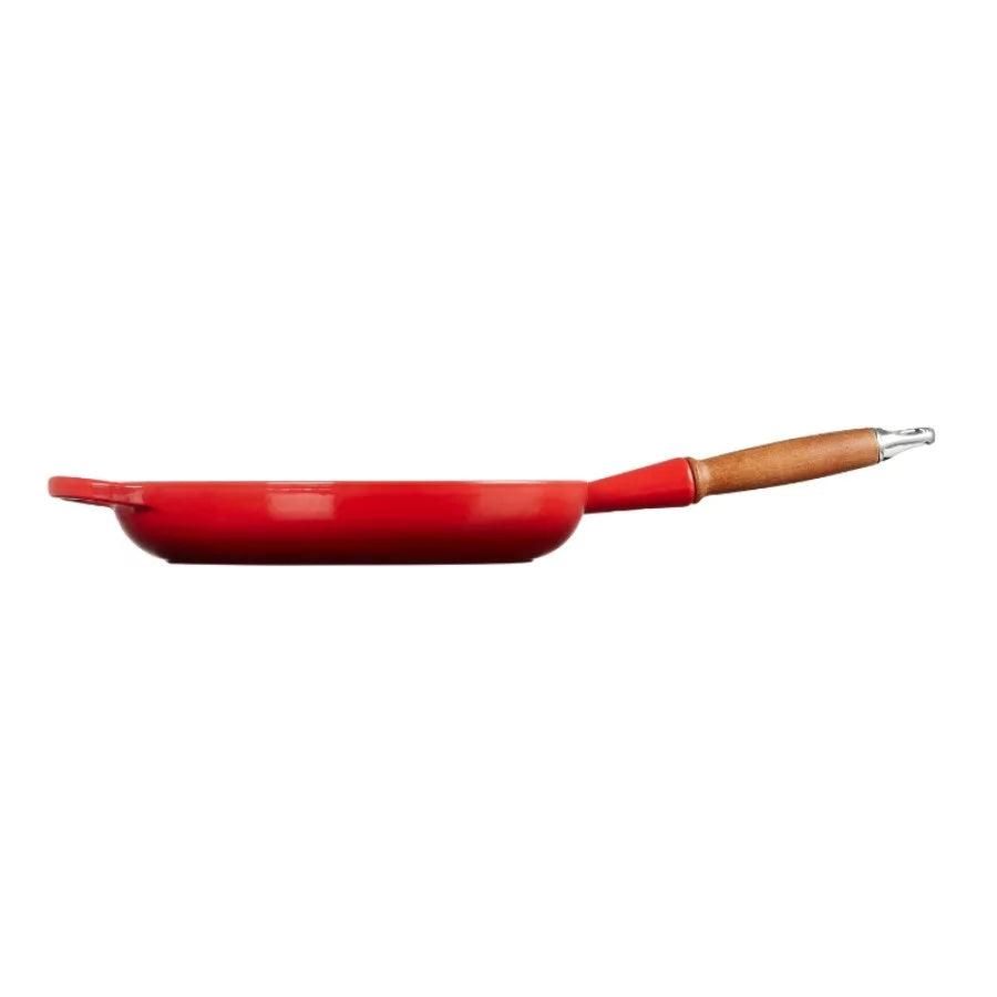 Panna LE CREUSET Cast iron pan with wooden handle Ø28cm red - DomoTehnika
