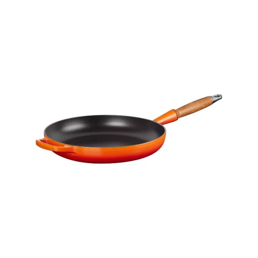 Panna LE CREUSET Cast iron pan with wooden handle Ø28cm orange - DomoTehnika