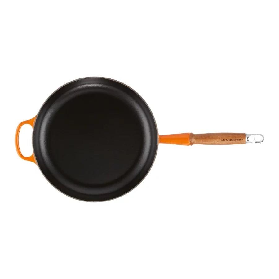 Panna LE CREUSET Cast iron pan with wooden handle Ø28cm orange - DomoTehnika