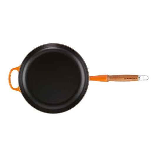 Panna LE CREUSET Cast iron pan with wooden handle Ø28cm orange - DomoTehnika