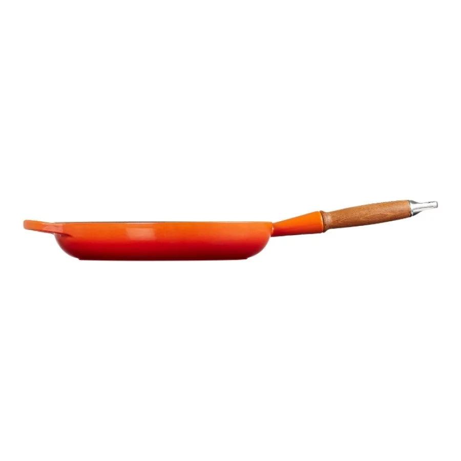 Panna LE CREUSET Cast iron pan with wooden handle Ø28cm orange - DomoTehnika