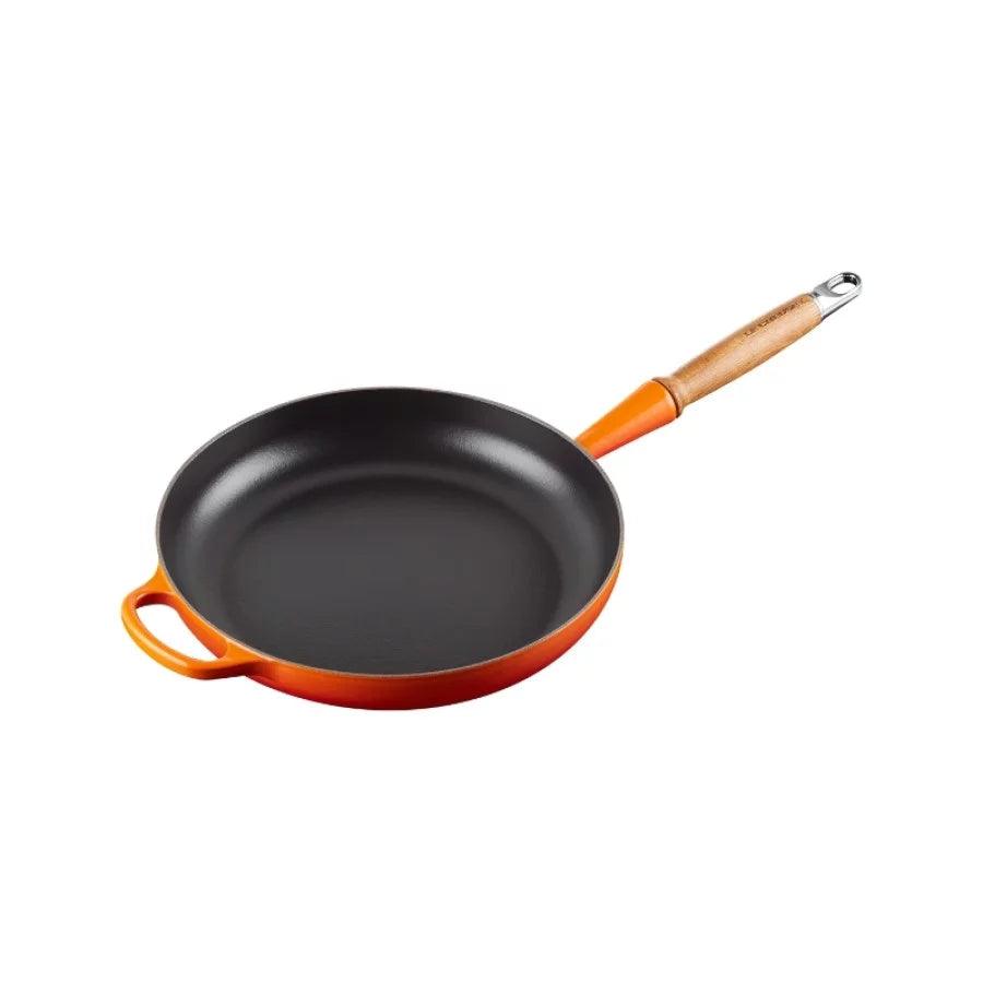 Panna LE CREUSET Cast iron pan with wooden handle Ø28cm orange - DomoTehnika
