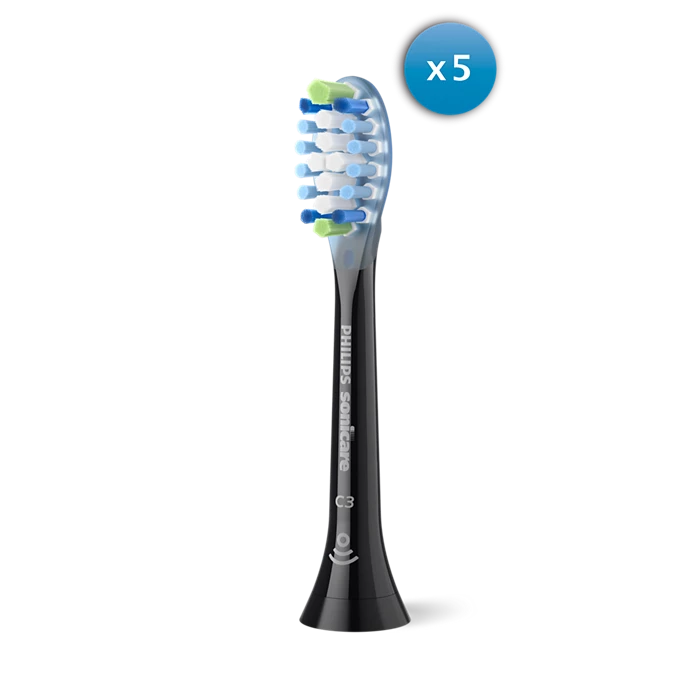 Sonicare C3 Premium Plaque Defence zobu birstes uzgaļi, komplektā 4 + 1 gab, melns HX9045/88