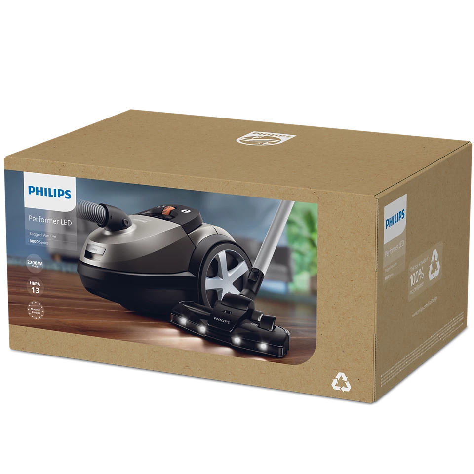 PHILIPS 6000 series putekļsūcējs ar maisu, 900W, balts XD6122/12