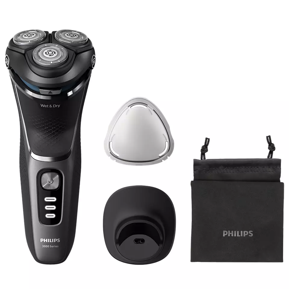 Philips Shaver Series 3000, Wet& Dry skuveklis (lādējams), melns S3343/13