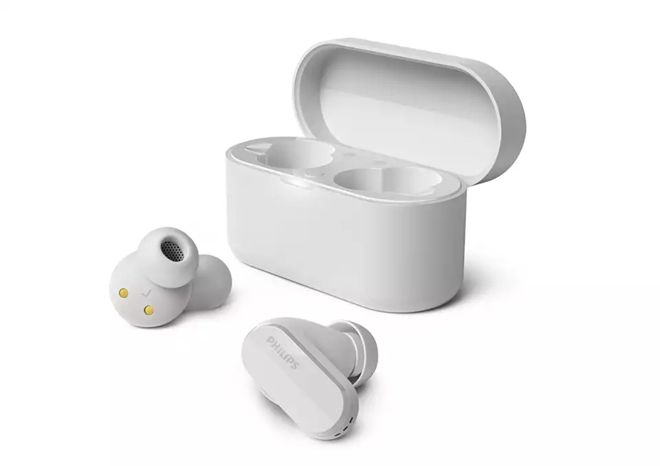 PHILIPS in-ear true bezvadu austiņas ar portatīvo uzlādes ietvaru, baltas TAT3508WT/00