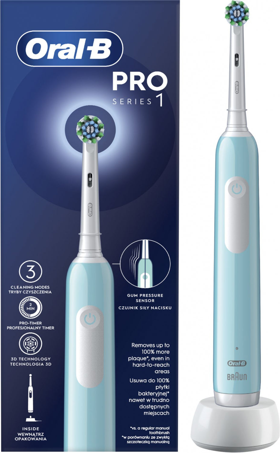BRAUN el.zobu birste Cross Action, zila D 305.513.3 Blue