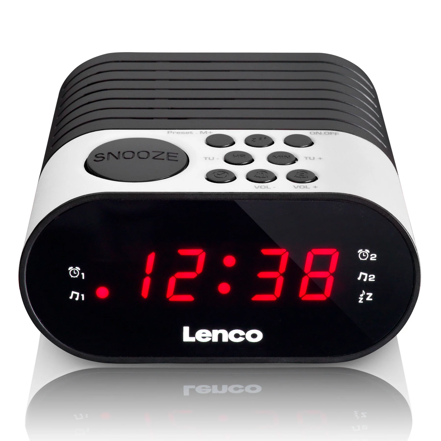 Lenco radio pulkstenis, ar dubultā modinātāja funkciju, balts CR-07 White