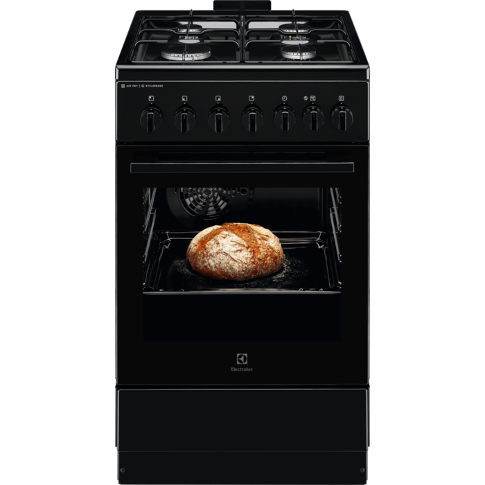 Electrolux 600.sērijas gāzes plīts ar elektrisko cepeškrāsni, melna, 50cm LKK560010K
