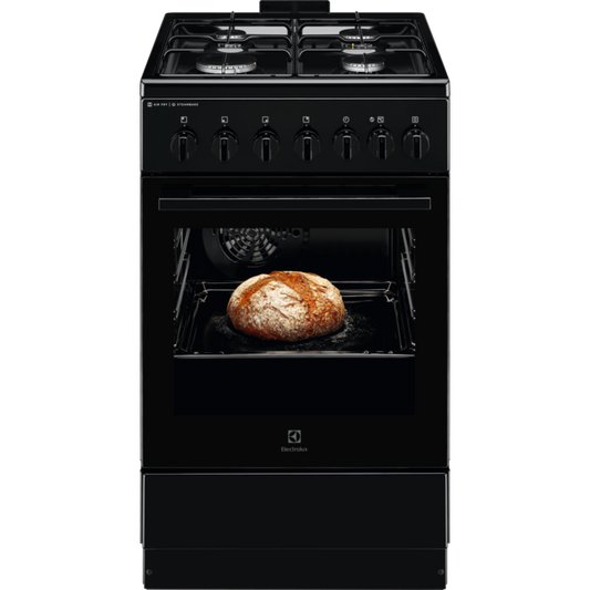 Electrolux 600.sērijas gāzes plīts ar elektrisko cepeškrāsni, melna, 50cm LKK560010K