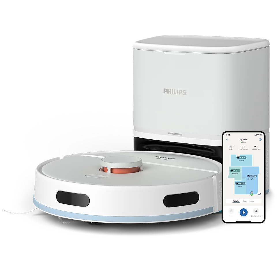 PHILIPS HomeRun 2000. sērijas Putekļsūcējs robots ar mazgāšanas funkciju, balts XU2100/20