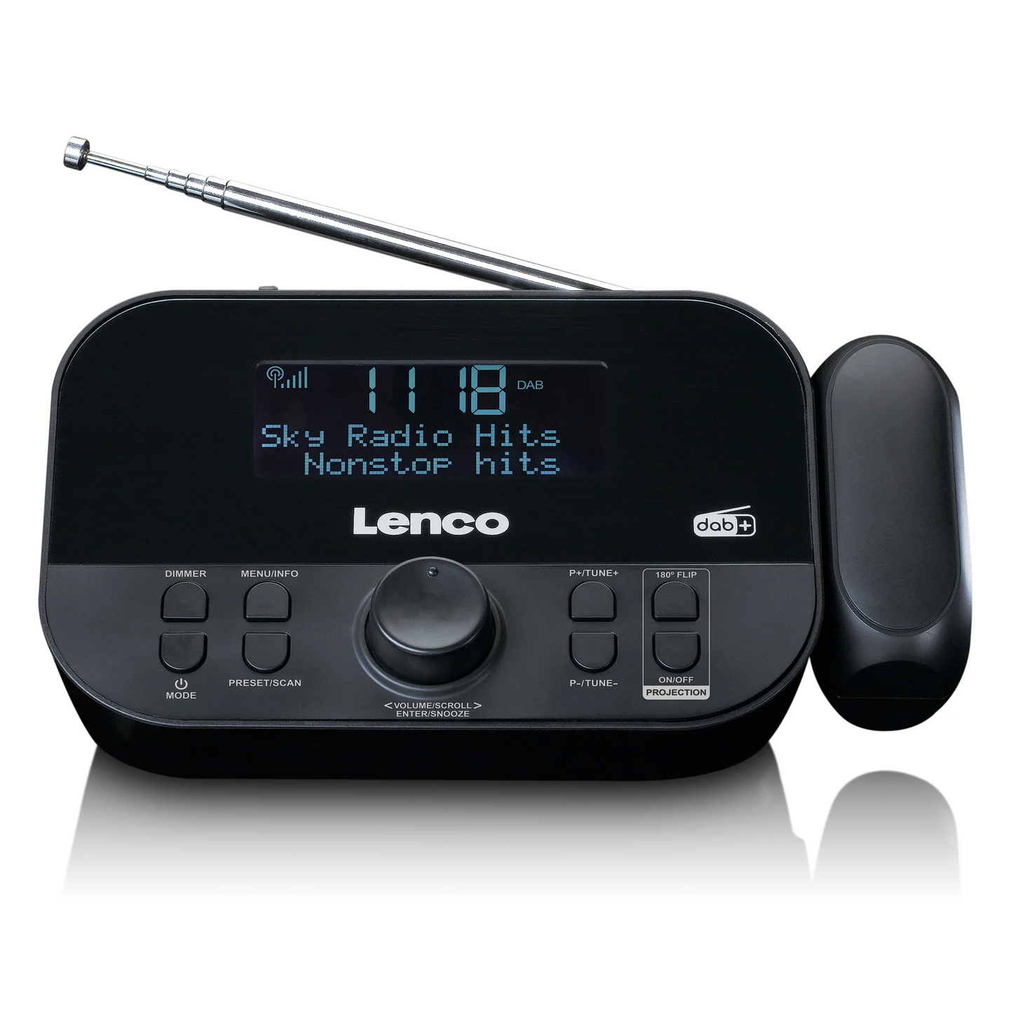 Lenco radio pulkstenis ar projekciju, melns CR-615BK