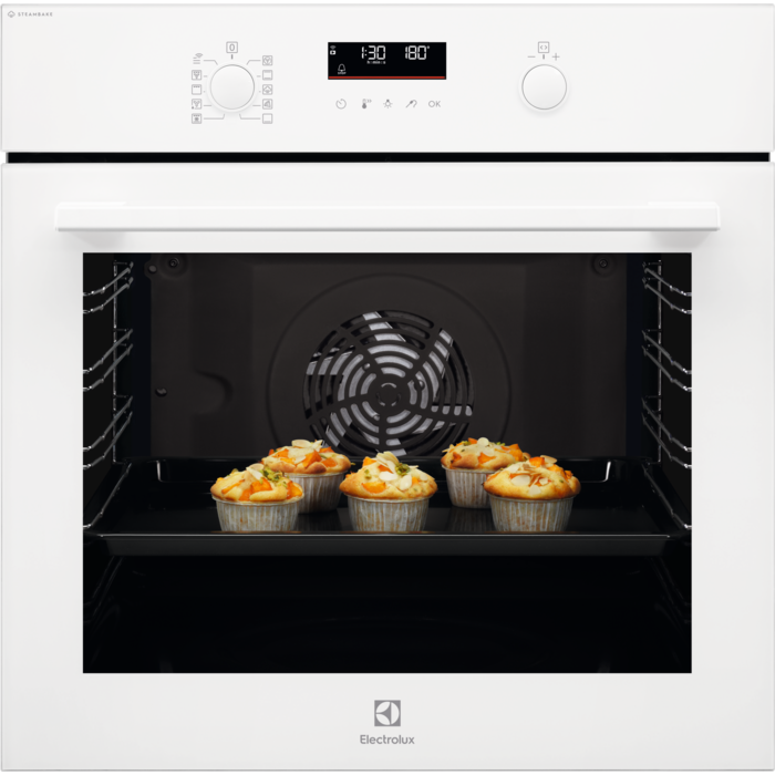 Electrolux Tvaika cepeškrāsns 600. sērija ar SteamBake iebūv., balta EOD6C77WV