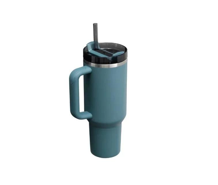 Termokrūze ar salmiņu STANLEY The Quencher H2.O FlowState Tumbler1.18L zilganzaļa - DomoTehnika