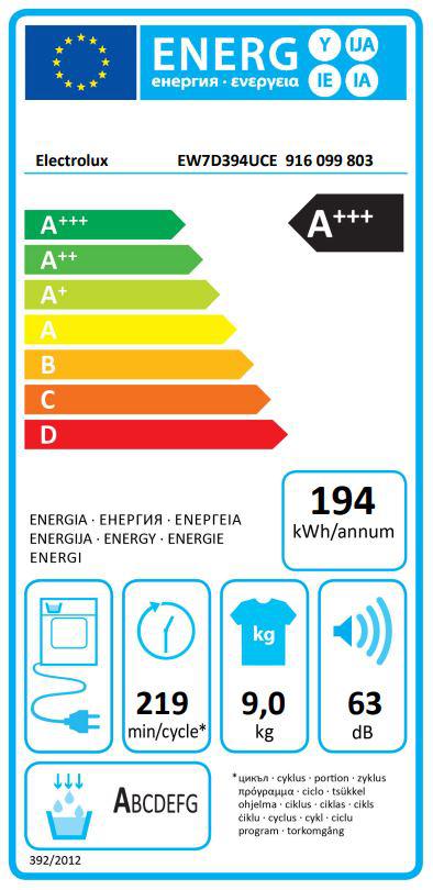 Electrolux veļas žāvētājs ar siltumsūkni 700 DelicateCare, 9kg EW7D394UCE