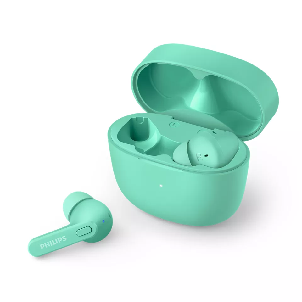 PHILIPS in-ear true bezvadu austiņas ar portatīvo uzlādes ietvaru, zaļas TAT2206GR/00