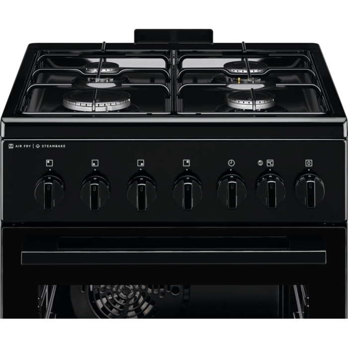 Electrolux 600.sērijas gāzes plīts ar elektrisko cepeškrāsni, melna, 50cm LKK560010K