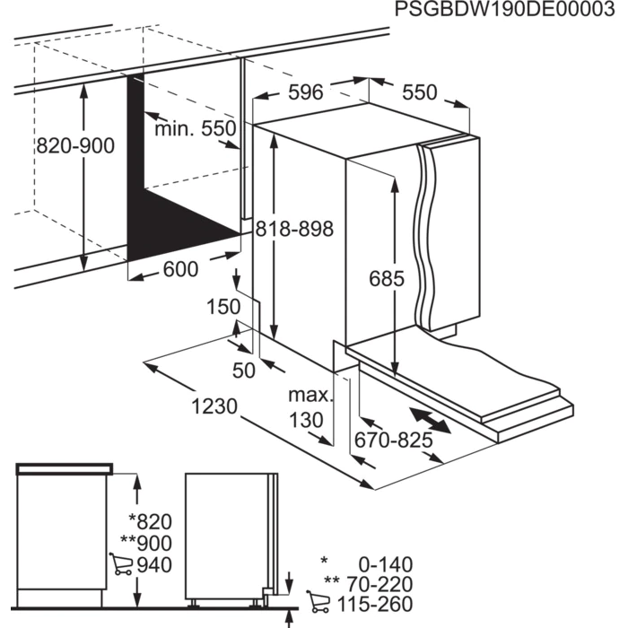 AEG trauku mazgājamā mašīna (iebūv.), 60 cm FSE73727P