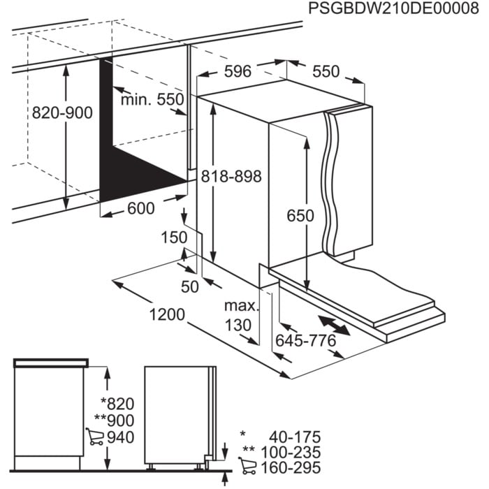 AEG trauku mazgājamā mašīna (iebūv.), 60 cm FSK53617Z