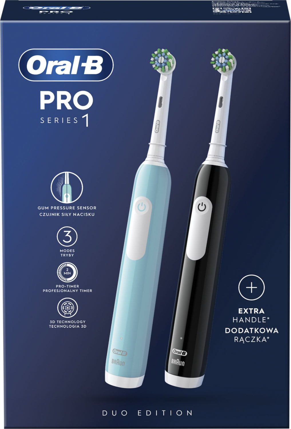 BRAUN el.zobu birste Pro Series 1, melna un zila D 305.523.3H
