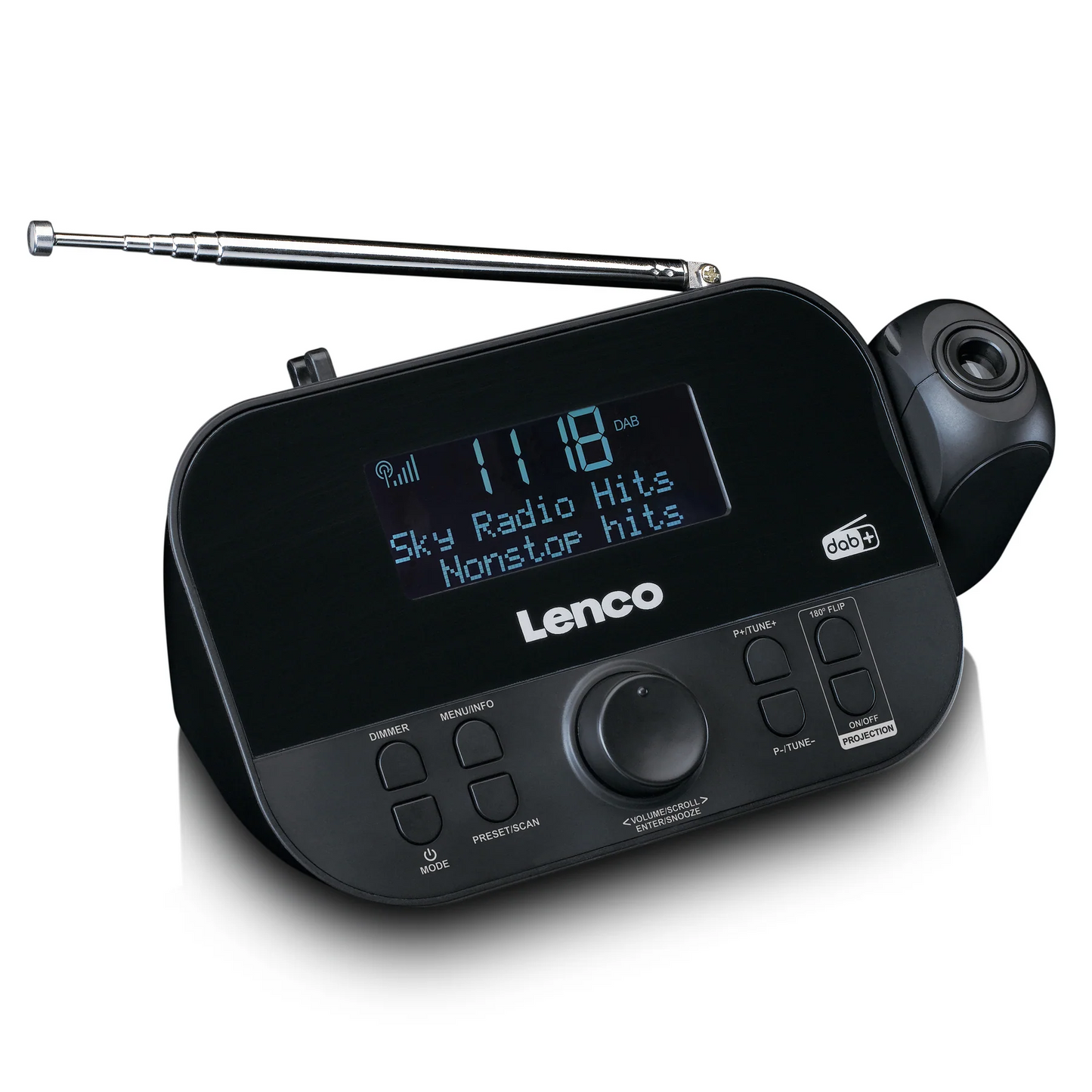 Lenco radio pulkstenis ar projekciju, melns CR-615BK