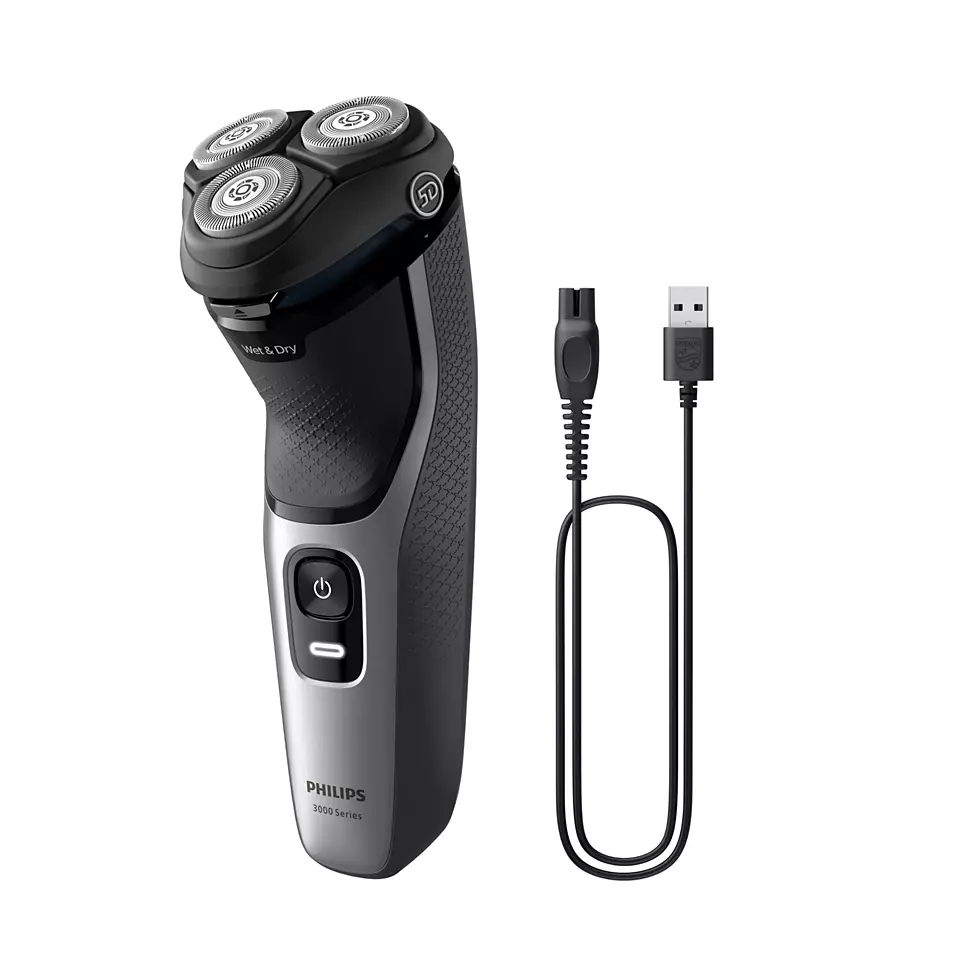 Philips Shaver Series 3000, Wet& Dry skuveklis (lādējams), light silver S3143/00