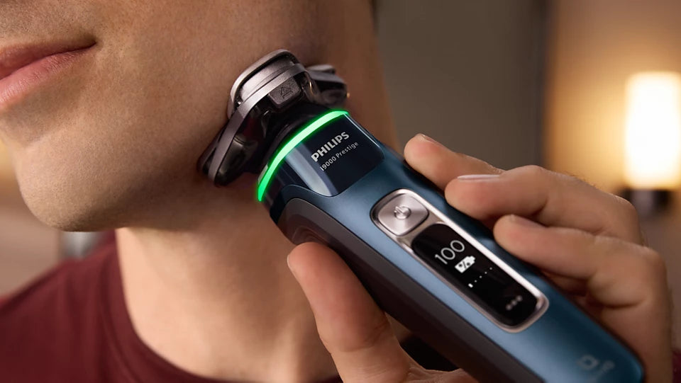 PHILIPS i9000 Prestige Ultra Elektroskuveklis mitrai/sausai skūšanai (lādējams), Mystic Aqua XP9201/33