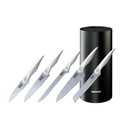 Nažu statīvs ar nažiem SAMURA MOJO Knife Block Set 6Pcs, balts SMJ-06W - DomoTehnika