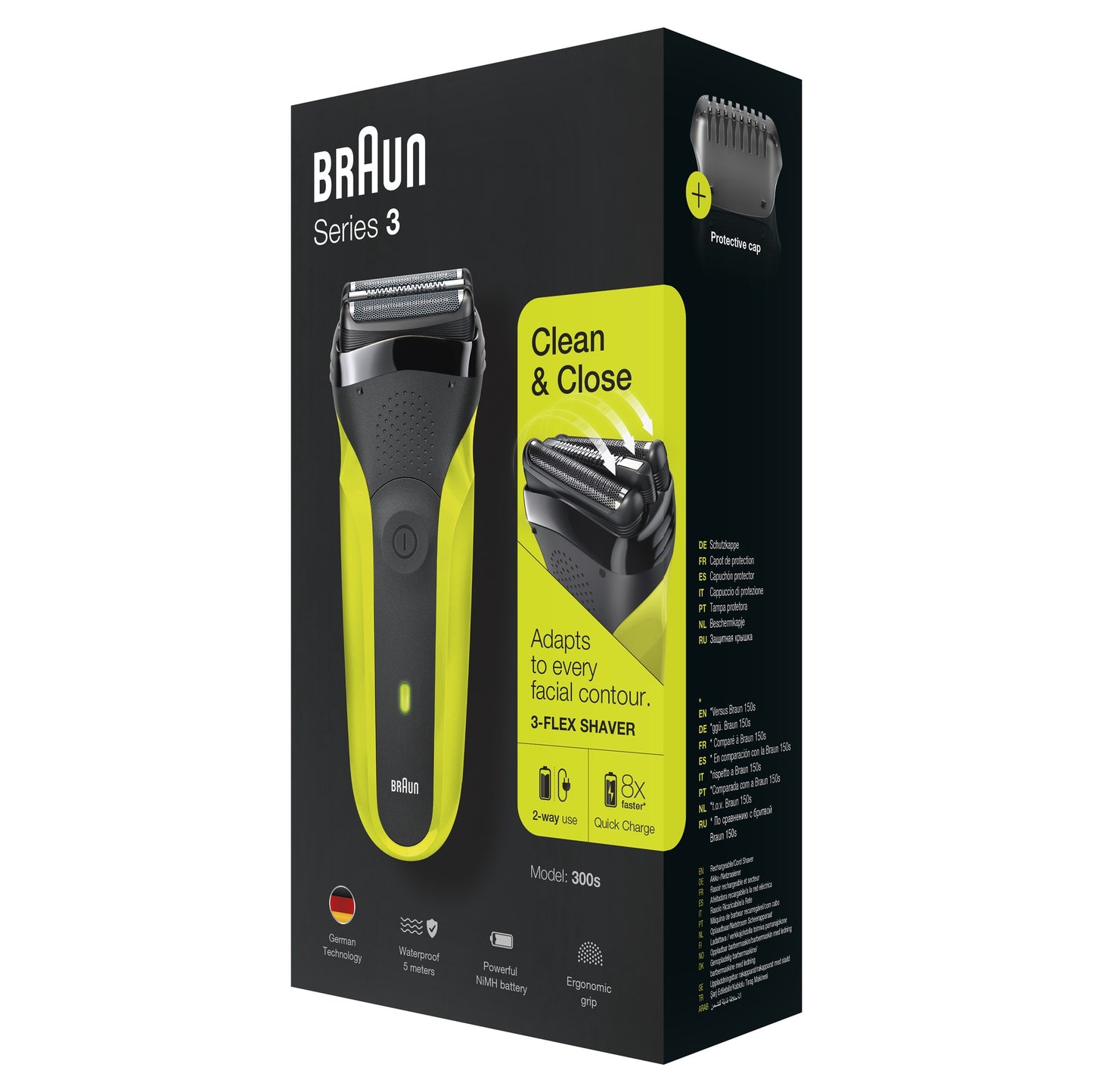 BRAUN Series 3 bārdas el.skuveklis, melns/zaļš 300S Green