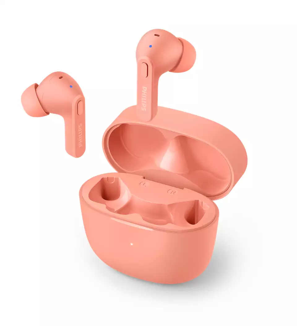 PHILIPS in-ear true bezvadu austiņas ar portatīvo uzlādes ietvaru, rozā TAT2206PK/00