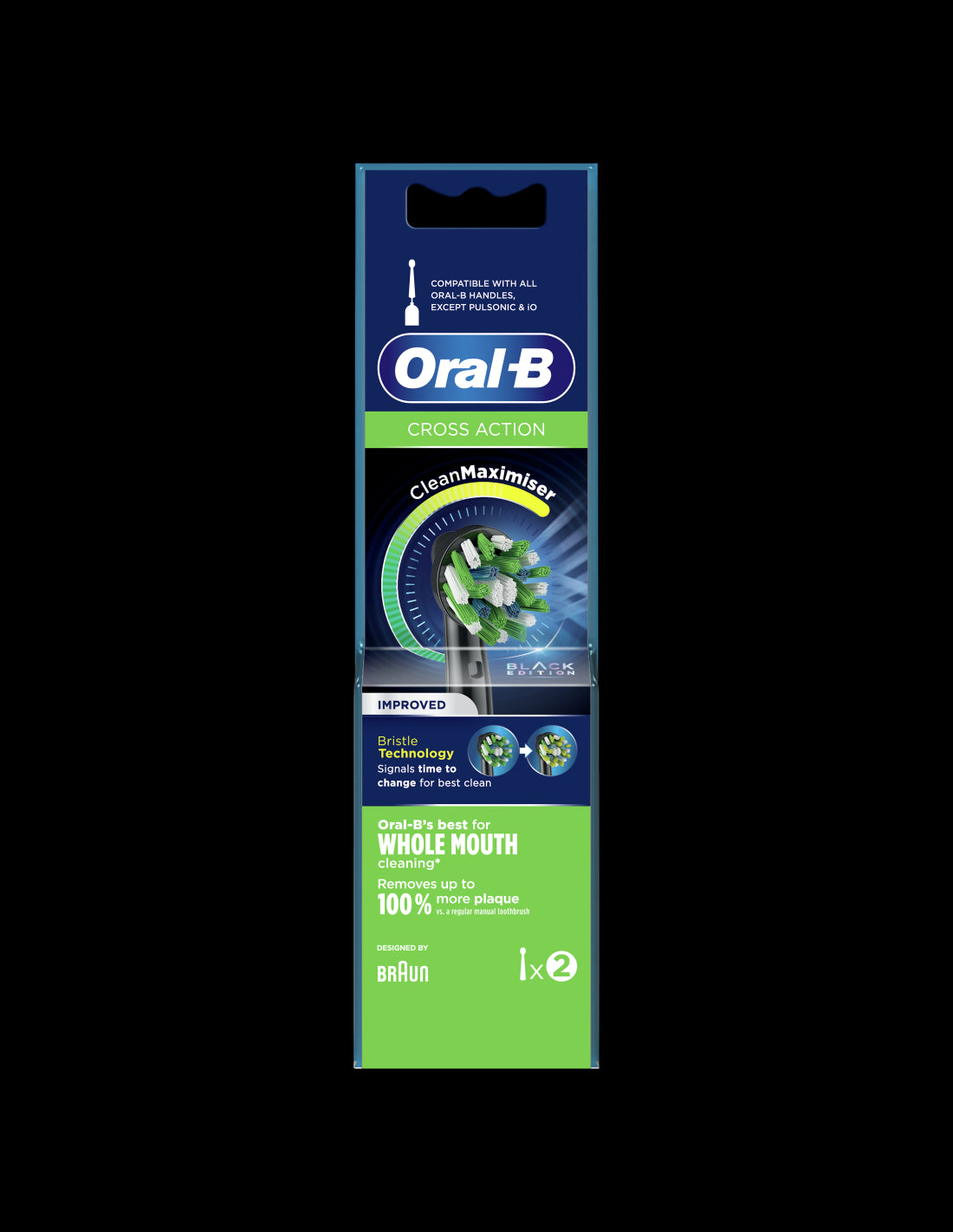 BRAUN el.zobu birstes uzgalis Cross Action, 2 gab, melns EB 50-2 BLK