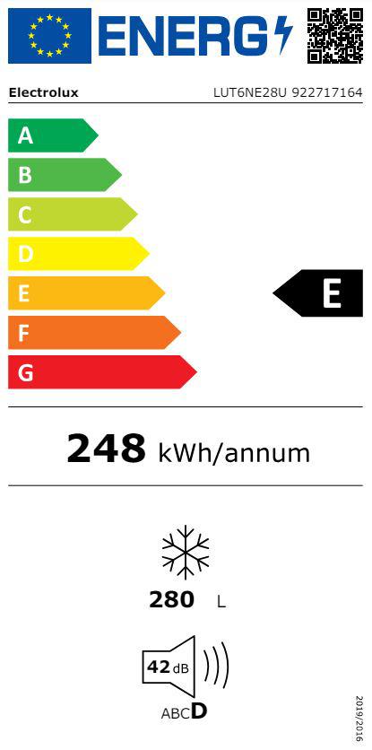 Electrolux No Frost brīvstāvoša Saldētava, 186 cm, E LUT6NE28U