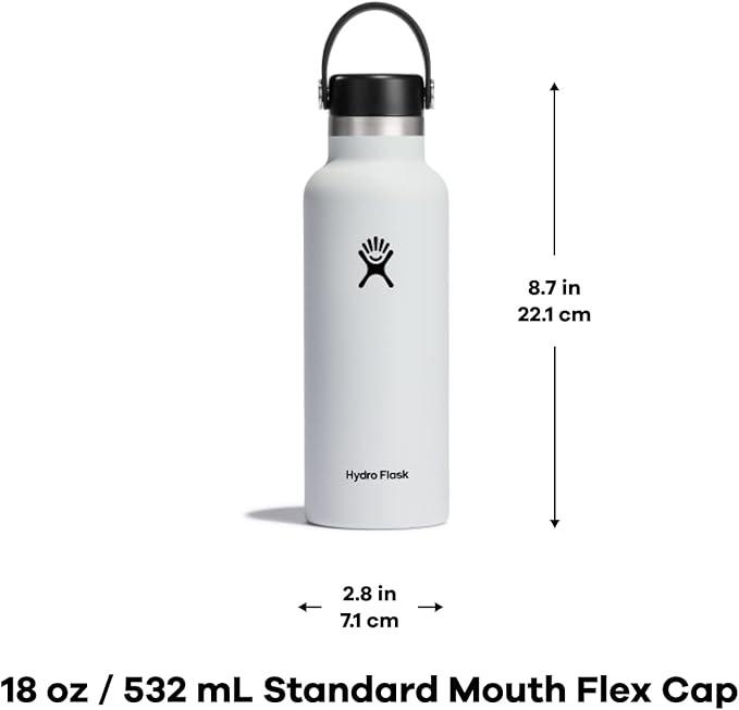 Termopudele HYDRO FLASK 18 OZ STANDARD MOUTH WITH STANDARD FLEX CAP, Balts S18SX110 - DomoTehnika