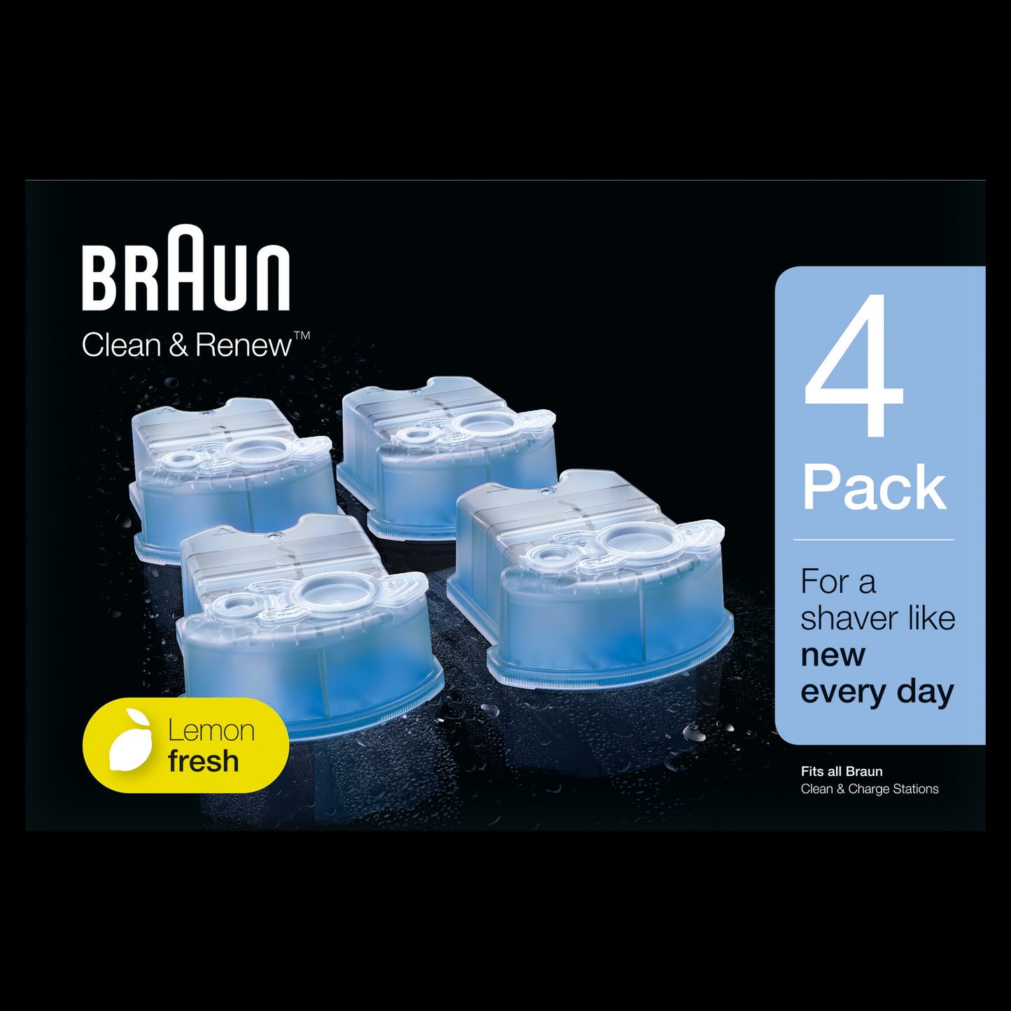 BRAUN maināmas kasetnes ar tīrīšanas šķidrumu  skuvekļiem Clean&Renew CCR3+1
