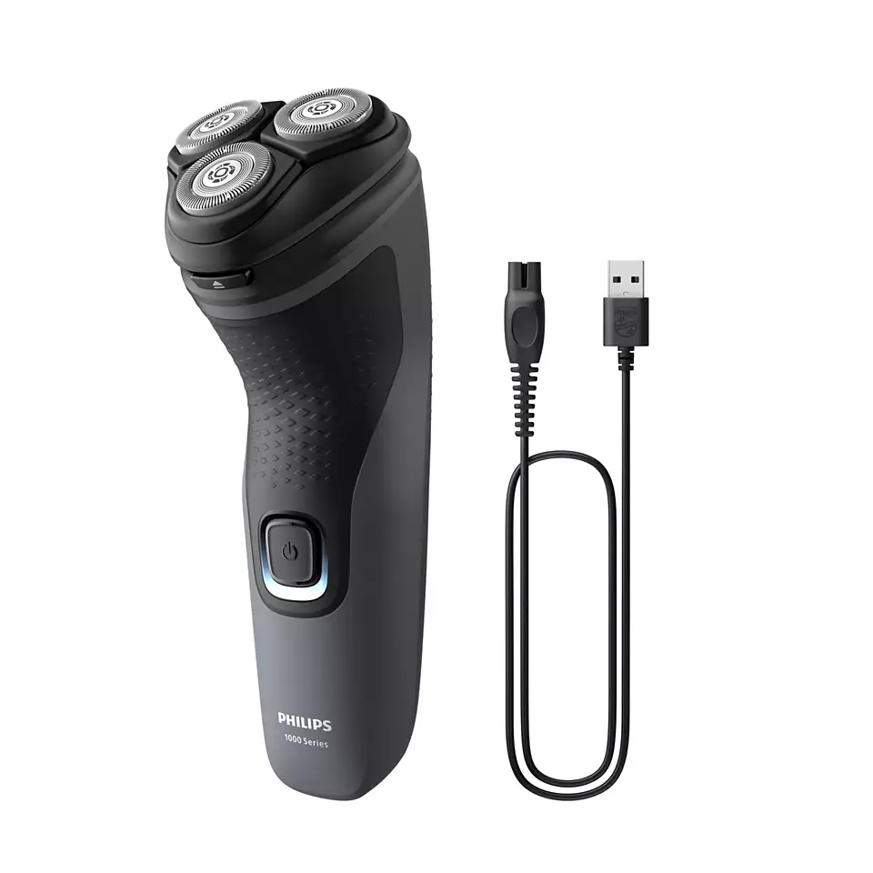 PHILIPS Shaver Series 1000 Elektriskais skuveklis sausai un mitrai skūšanai, pelēks S1142/00