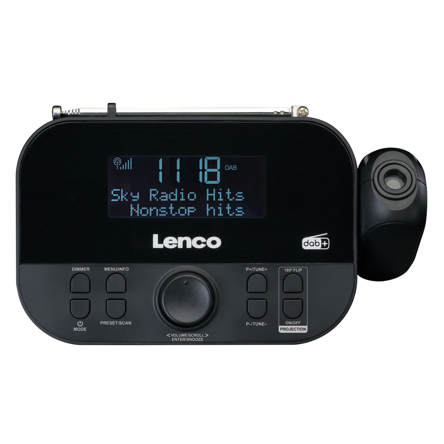 Lenco radio pulkstenis ar projekciju, melns CR-615BK