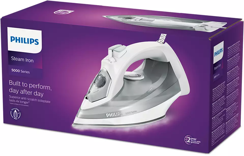 PHILIPS 5000 sērijas Tvaika gludeklis, 2400W (balts/pelēks) DST5010/10