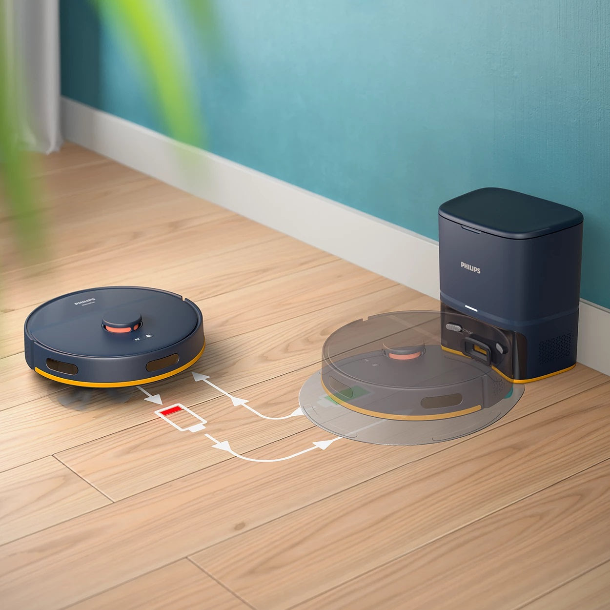 PHILIPS HomeRun 2000. sērijas Putekļsūcējs robots ar mazgāšanas funkciju, melns XU2100/10
