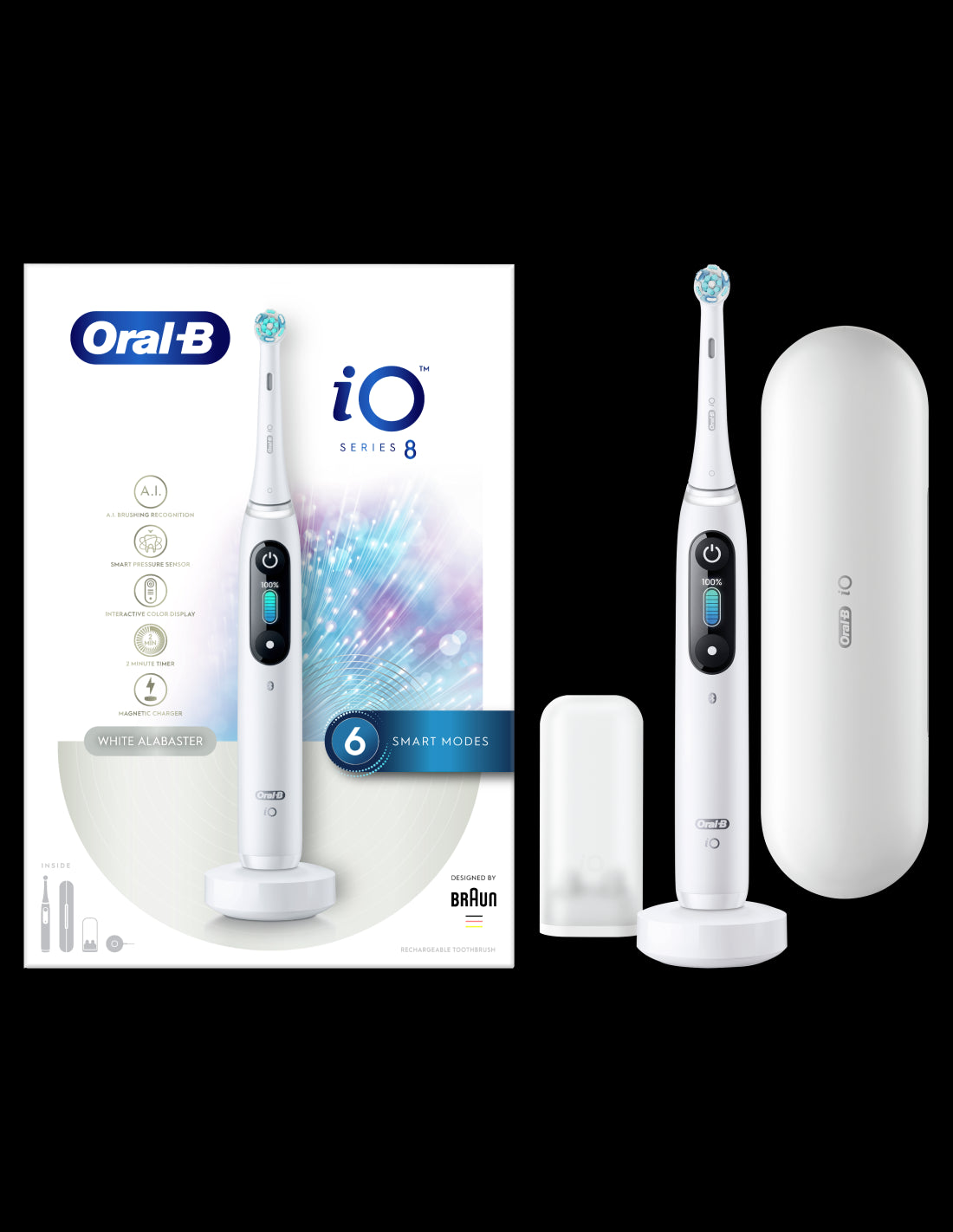BRAUN Series iO8 el.zobu birste, White Alabaster iOM8.1A1.1BD