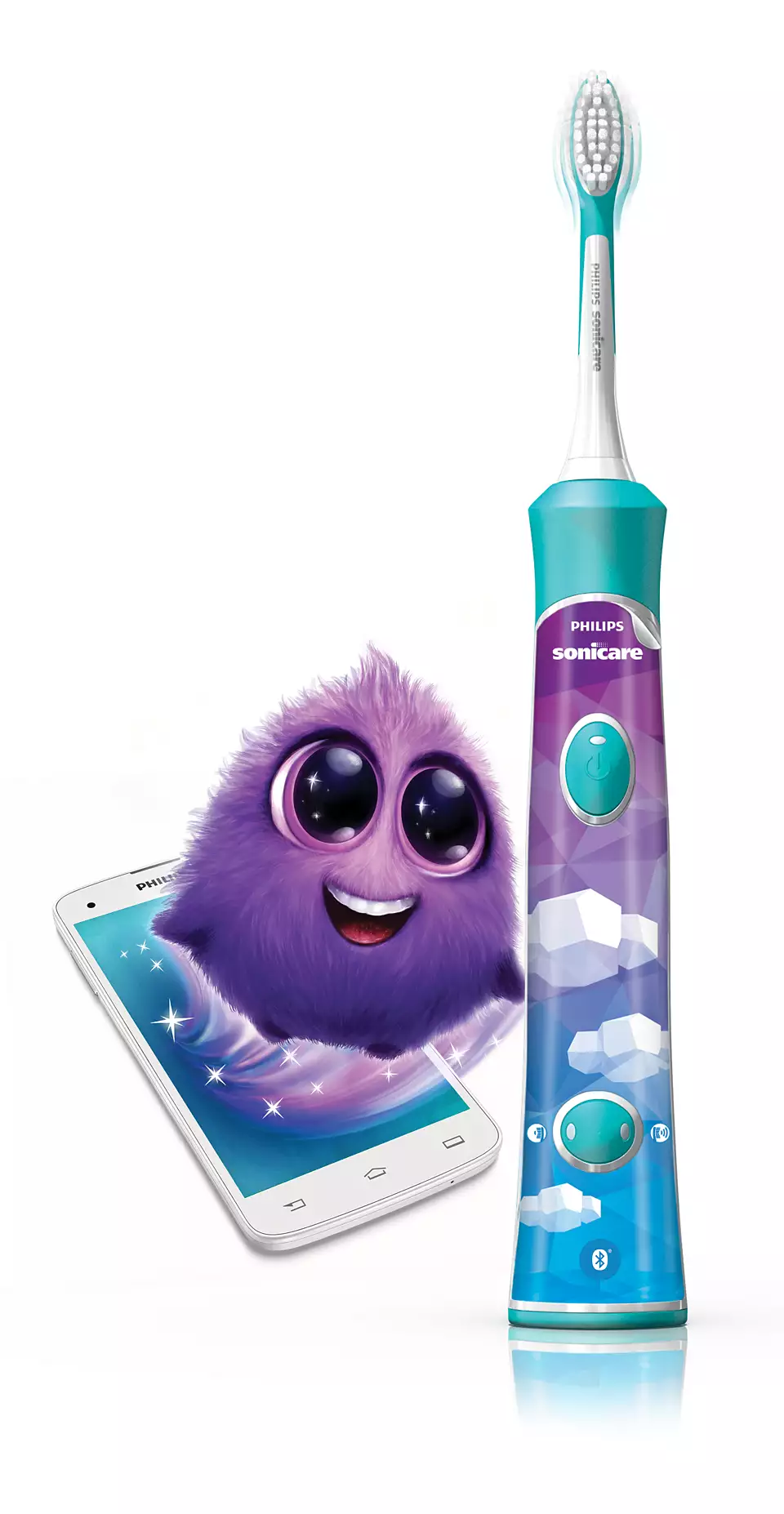 Sonicare zobu birste bērniem 3+ ar bluetooth un 8 maināmiem dizainiem, zils HX6322/04