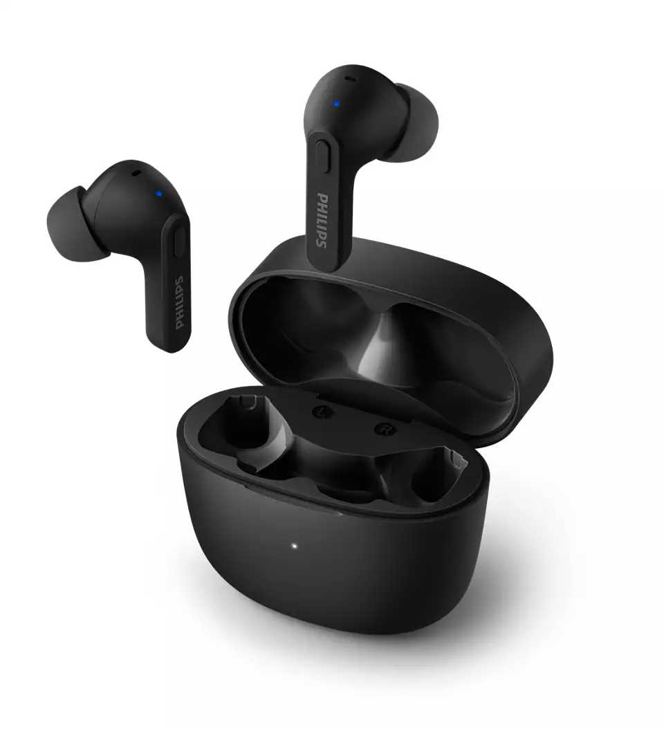 PHILIPS in-ear true bezvadu austiņas ar portatīvo uzlādes ietvaru, melnas TAT2206BK/00
