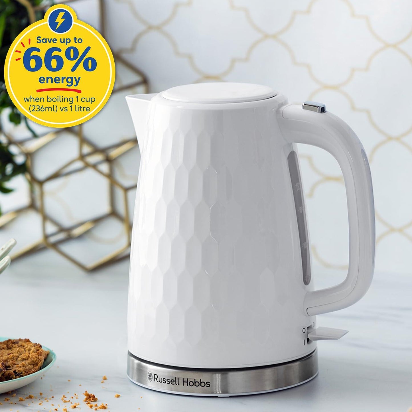Tējkanna RUSSELL HOBBS 26050-70 Honeycomb White 26050-70 - DomoTehnika