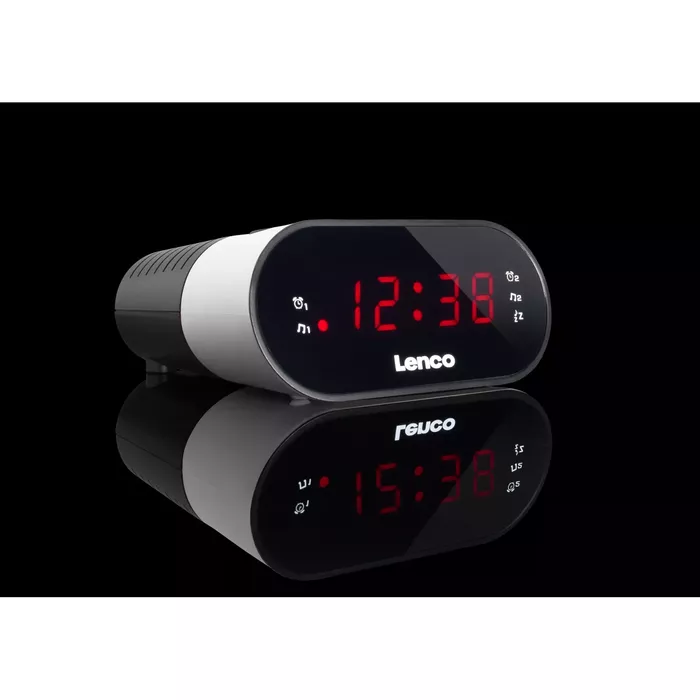 Lenco radio pulkstenis, ar dubultā modinātāja funkciju, balts CR-07 White