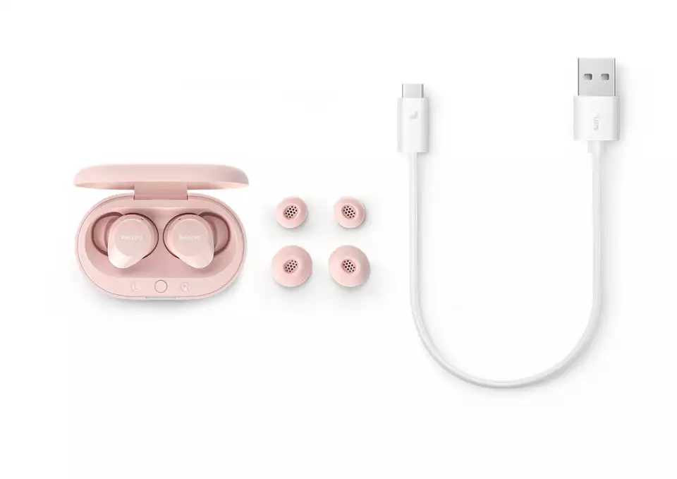 PHILIPS in-ear true bezvadu austiņas ar portatīvo uzlādes ietvaru, rozā TAT1209PK/00