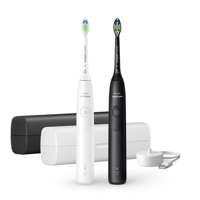 PHILIPS 5300 Sonic elektriskās zobu birstes, 2 gab., balta un melna HX7109/01