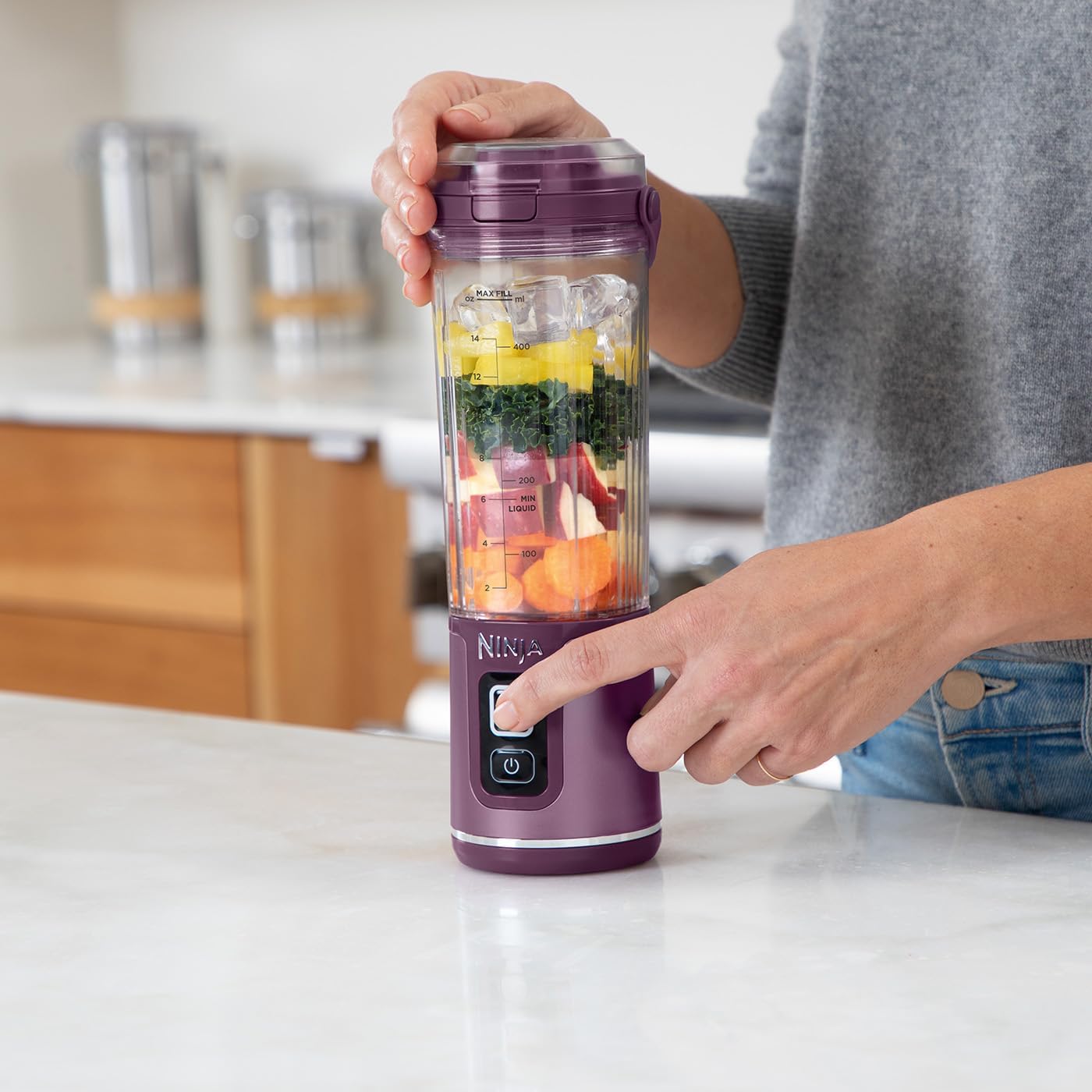 Ninja pārnēsājams bezvadu kokteiļu blenderis, 0.5l, violets BC151EUPR